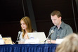 Veronica and Tom getting ready for the live recording.