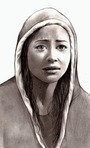 A drawing that I did of Maia from my book "Behind the Hood." She's fourteen years old and gets into a situation, which no kid of her age should have to deal with.