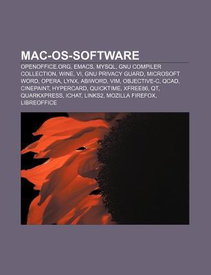 Mac-OS-Software: Openoffice.Org, Emacs, MySQL, Gnu Compiler Collection, Wine, VI, Gnu Privacy Guard, Microsoft Word, Opera, Lynx, Abiwo Source Wikipedia Mac-OS-Software: Openoffice.Org, Emacs, MySQL, Gnu Compiler Collection, Wine, VI, Gnu Privacy Guard, Microsoft Word, Opera, Lynx, Abiwo Source Wikipedia