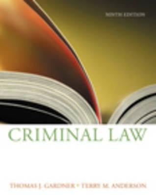 Criminal Law Terry M. Anderson Criminal Law Terry M. Anderson